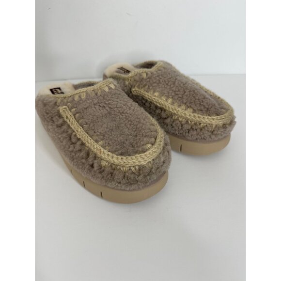 NEW Mou Bounce Curly Clog Slippers Gray Mule Shearling Size EU 40 US 9 9.5 - Picture 3 of 6